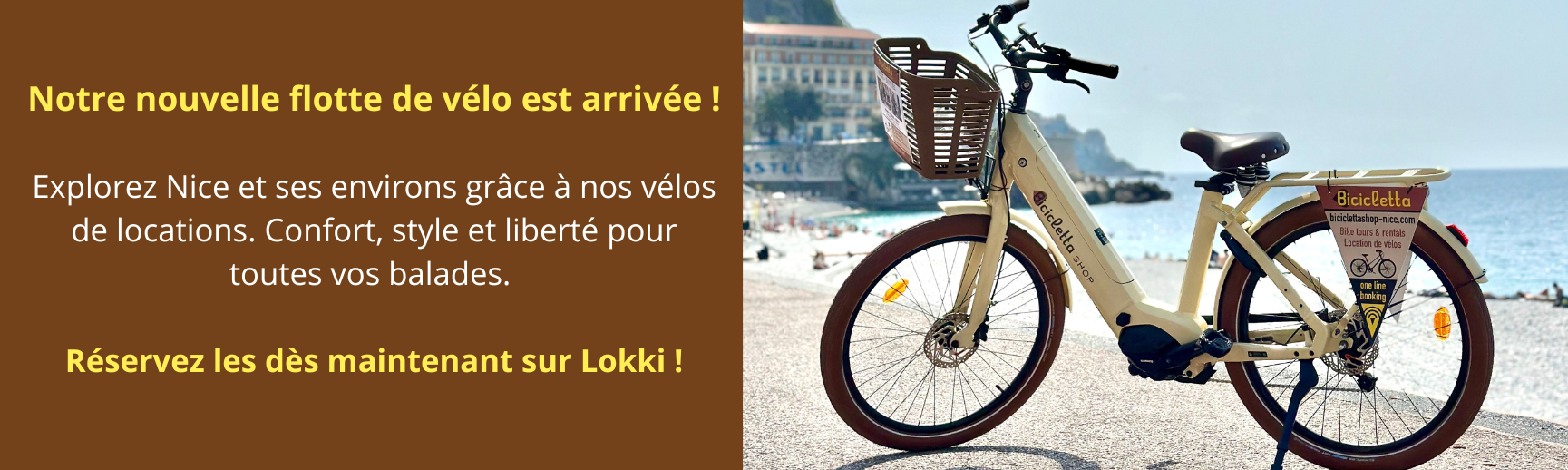 Notre nouvelle flotte de vélo est arrivée ! Explorez Nice et ses environs grâce à nos vélos de locations. Confort, style et liberté pour toutes vos balades.
